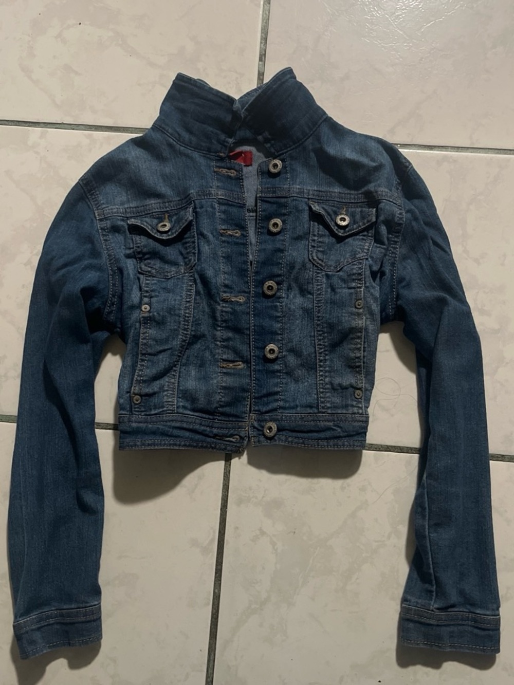 Girls Dark Blue Denim Jacket - Button-Front Jean Coat